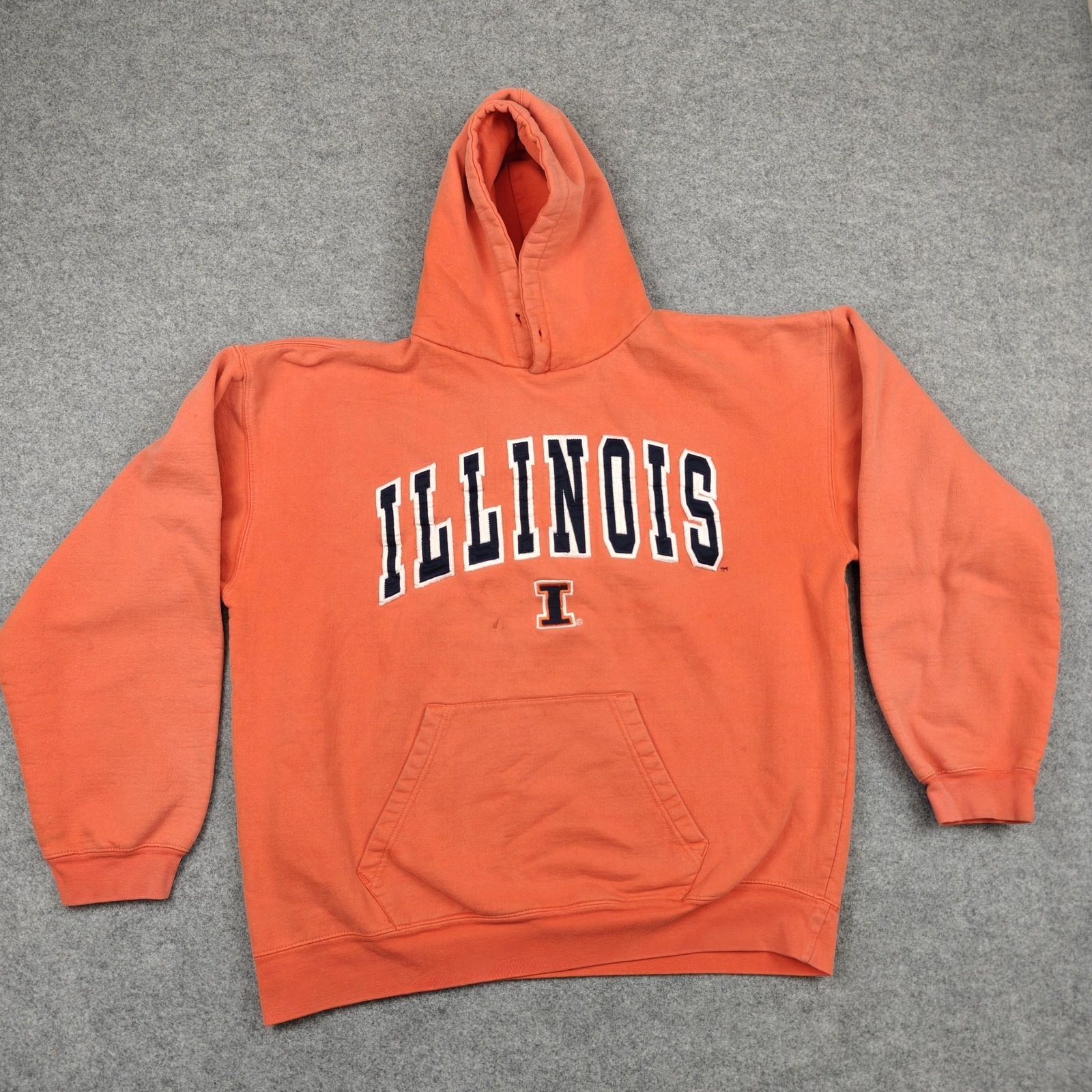 Vintage Illinois Ovb Hoodie Mens Large Orange Ncaa Football Old Varsity Brand